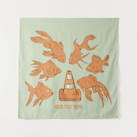 Tenture Cônes de la route et poisson rouge orange (Devant)