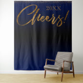 Tenture Confetti d'or "Bravo !" Arrière-plan Ombre bleu an (En situation)