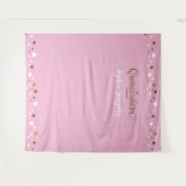 Tenture Confetti en or rose Nom Quinceanera fond (Devant (Horizontal))