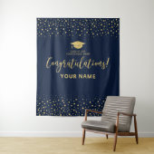 Tenture Confetti Or & Navy | Félicitations Diplômé (En situation)