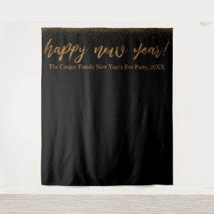 Tenture Confettis dorés Bonne Année ! Fond noir