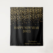 Tenture Confettis Dorés Nouvel An Personnalisés (Devant)