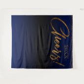 Tenture Confettis dorés "Tchin ! " Fond bleu ombré année (Devant (Horizontal))