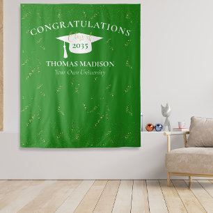 Tenture Confettis Faux de Remise de Diplômes Moderne Vert/