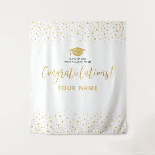 Tenture Confettis Or et Blanc   Félicitations Diplômé