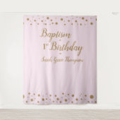 Tenture Confettis Simples Rose Baptême et 1er anniversaire (Devant)