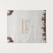 Tenture Confirmation Contexte Marbre Or Bourgogne Peonies (Devant (Horizontal))