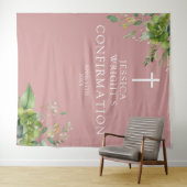 Tenture Confirmation de couleur rose verdure fond photo (En situation (horizontale))