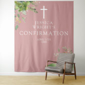 Tenture Confirmation de couleur rose verdure fond photo (En situation)