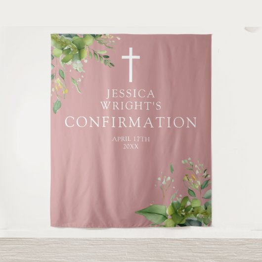 Tenture Confirmation de couleur rose verdure fond photo (Devant)