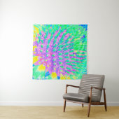 Tenture Confleur Abstrait bleu turquoise et violet (En situation (horizontale))