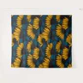 Tenture Confleurs jaunes sur bleu foncé (Devant (Horizontal))