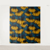 Tenture Confleurs jaunes sur bleu foncé (Devant)