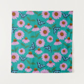 Tenture Confleurs violets et papillons motif (Devant)