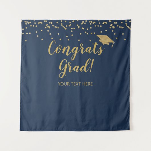 Tenture Congrats grad blue and gold Backdrop banner (Devant)