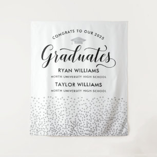 Tenture Congrats Two Graduates Silver Confetti Party