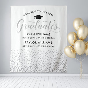 Tenture Congrats Two Graduates Silver Confetti Party