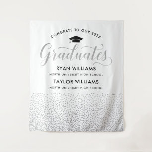 Tenture Congrats Two Graduates Silver Confetti Party