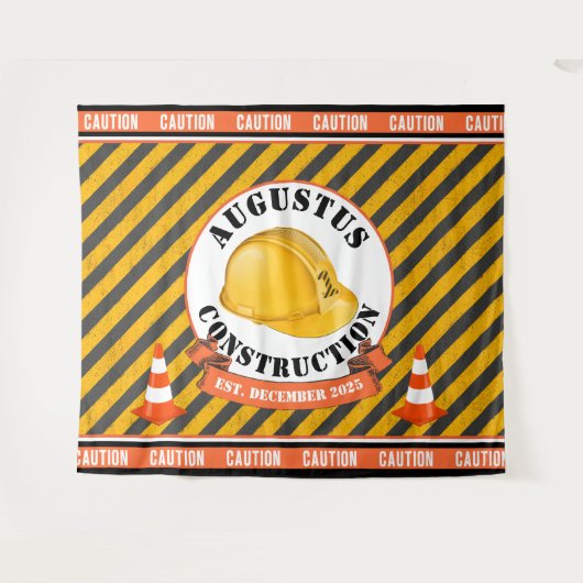 Tenture Construction Casquette|Noir & Jaune 1er anniversai (Devant (Horizontal))