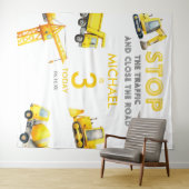Tenture Construction Trucks Birthday Photo backdrop (En situation (horizontale))