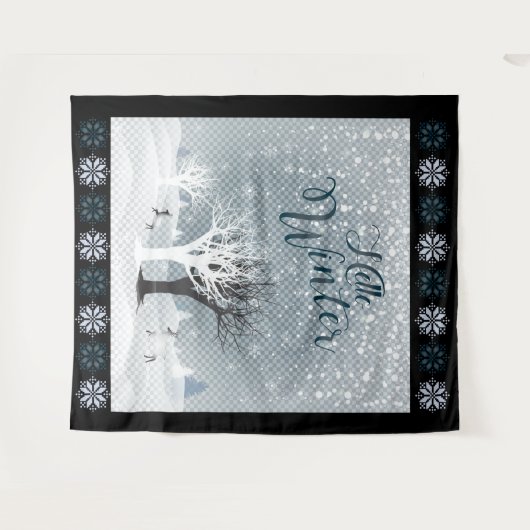 Tenture Conte fée de Noël Imaginaire Forêt de neige (Devant (Horizontal))