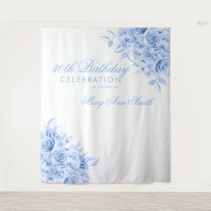 Tenture Contexte 30e fête d'anniversaire Floral Navy Blue