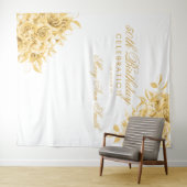Tenture Contexte 50e fête d'anniversaire Floral Gold & Whi (En situation (horizontale))