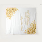 Tenture Contexte 50e fête d'anniversaire Floral Gold & Whi (Devant (Horizontal))
