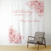 Tenture Contexte 70e fête d'anniversaire Floral Rose Gold (En situation)