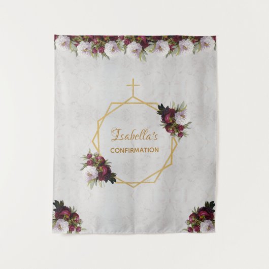 Tenture Contexte de confirmation Gold Burgundy Peonies Mar (Devant)