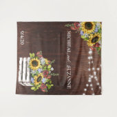 Tenture Contexte mariage Sunflower Mason Jar Burgundy (Devant (Horizontal))