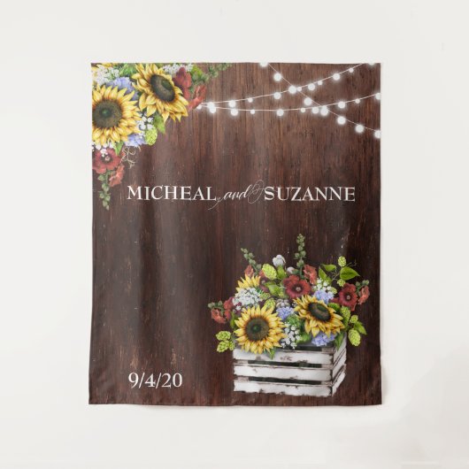 Tenture Contexte mariage Sunflower Mason Jar Burgundy (Devant)