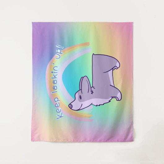 Tenture "Continuez À Regarder !" Corgi Rainbow (Devant)