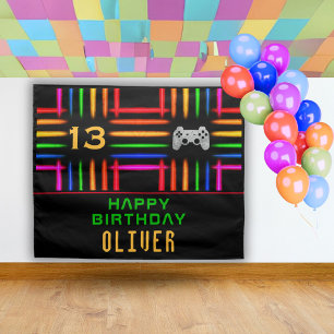 Tenture Contrôleur de jeu vidéo Neon Jeu fête d'anniversai