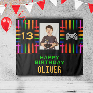 Tenture Contrôleur de jeu vidéo Neon Photo Anniversaire