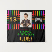 Tenture Contrôleur de jeu vidéo Neon Photo Anniversaire (Devant (Horizontal))