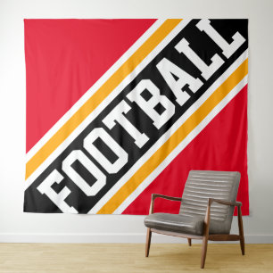 Tenture COOL de FOOTBALL Gras Rouge brillant Noir rayures