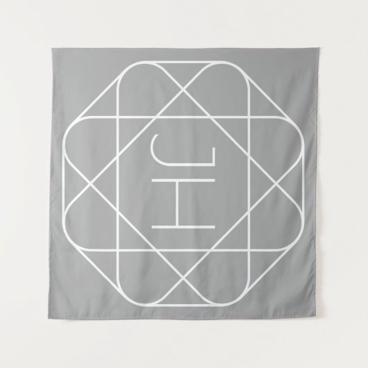 Tenture Cool monogram, style vibe | Grey & White (Devant (Horizontal))