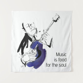 Tenture Cool Retro Man Playing Sax - Jazz Music Art