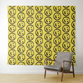 Tenture Cool Sardé Joyeux visage souriant motif jaune (En situation (horizontale))