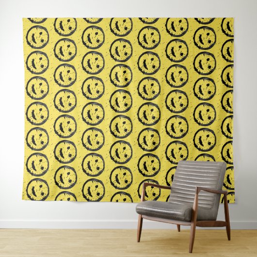 Tenture Cool Sardé Joyeux visage souriant motif jaune (En situation (horizontale))