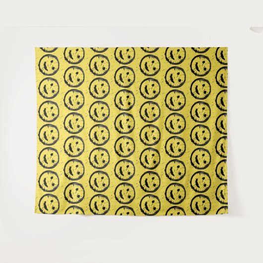 Tenture Cool Sardé Joyeux visage souriant motif jaune (Devant (Horizontal))
