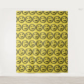 Tenture Cool Sardé Joyeux visage souriant motif jaune (Devant)
