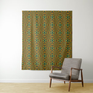 Tenture Cool Tendance Bleu Rouge Jaune Mandala Tribal Ethn