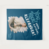 Tenture Cool You Rock Happy Anniversaire Bleu Bleu Blancs  (Devant (Horizontal))