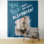 Tenture Cool You Rock Happy Anniversaire Bleu Bleu Blancs  (En situation)