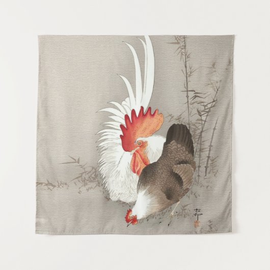 Tenture Coq et Poule par Ohara Koson (Devant)