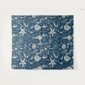 Tenture Coques de mer sur bleu foncé (Devant (Horizontal))