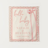 Tenture Coquette Blush Pink Bow Floral Baby shower Bienven (Devant)