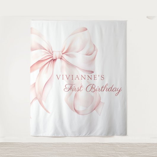 Tenture Coquette Bow rose Anniversaire (Devant)